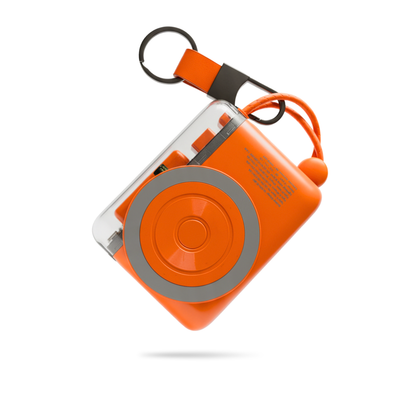 Orange Leather Keychain